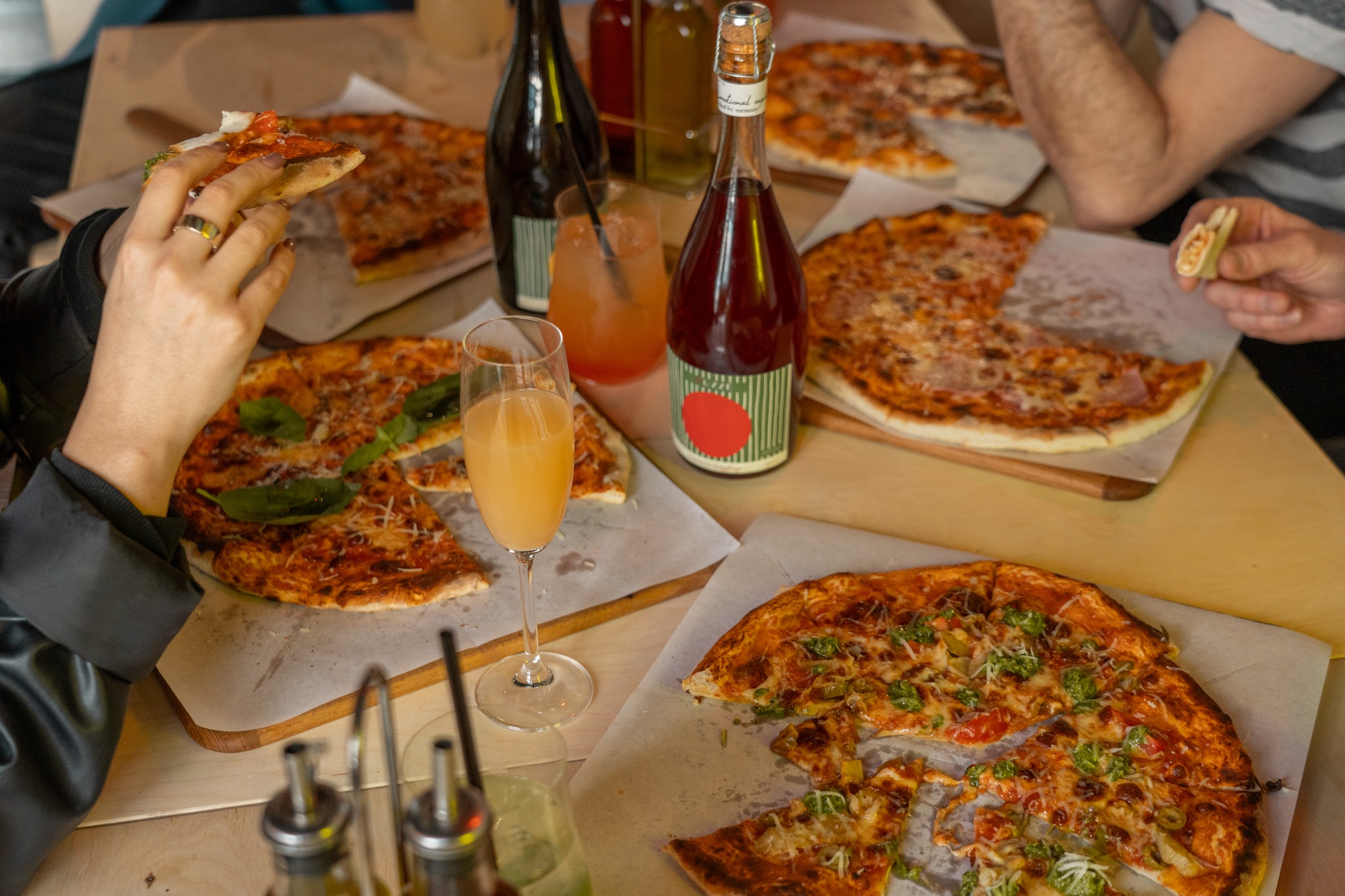 Pizza and drinks